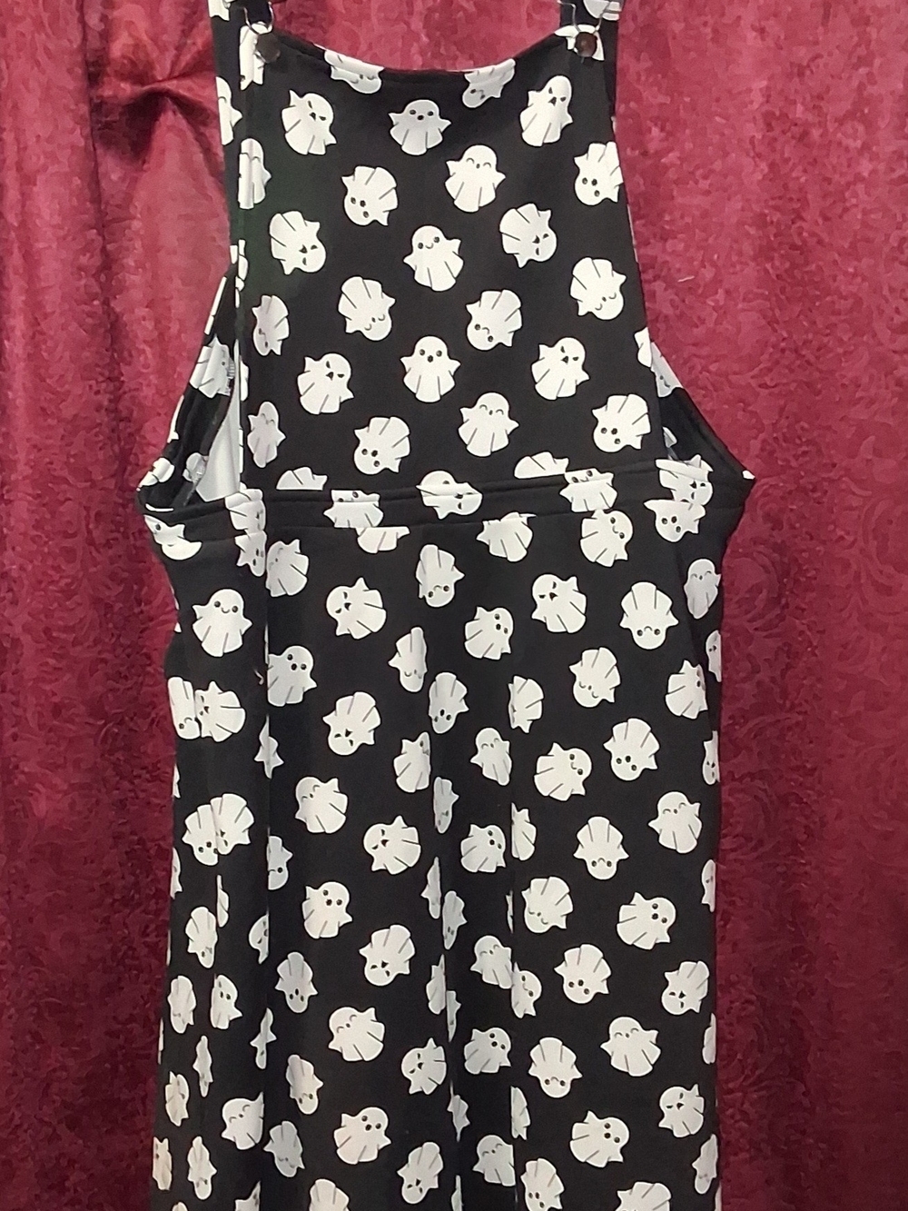 Hot Topic Black & White Ghost Print Dress Skirtall W/Adjustable Straps Size 1xl.